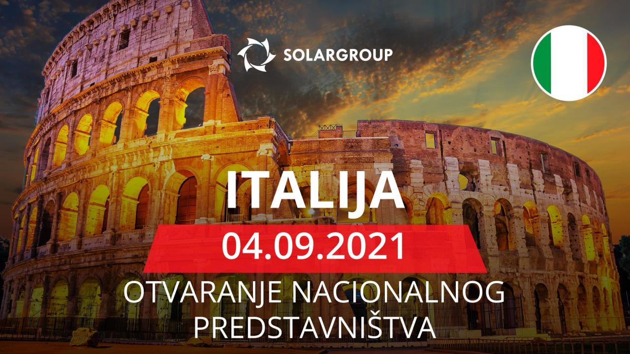 Otvara se nacionalno predstavništvo tvrtke SOLARGROUP u Italiji