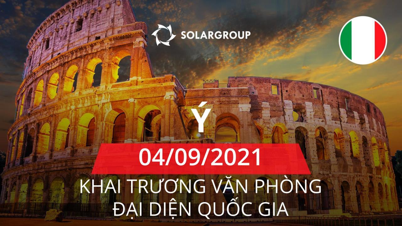 Một văn phòng đại diện quốc gia của SOLARGROUP sẽ được khai trương tại Ý