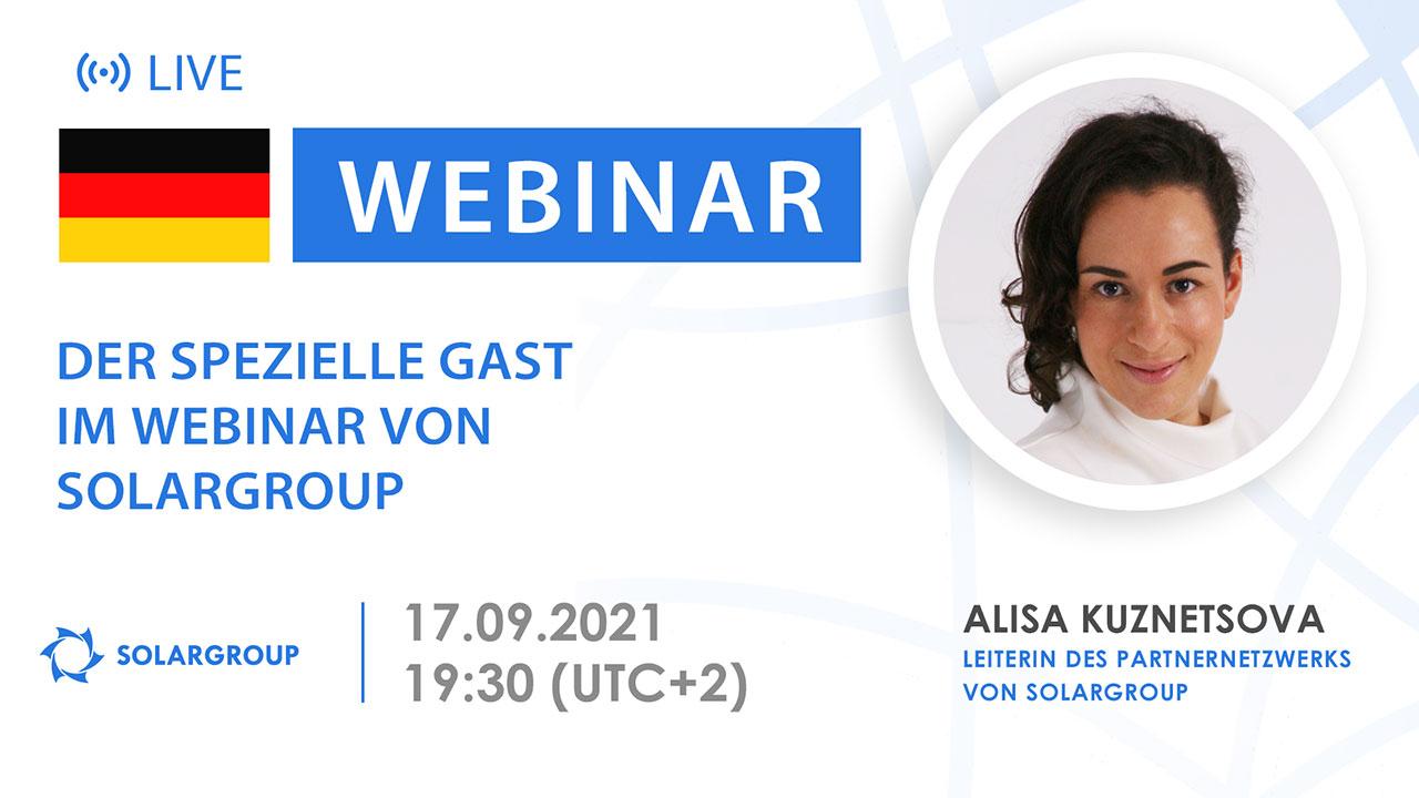 Deutschland. Der spezielle Gast im Webinar von SOLARGROUP