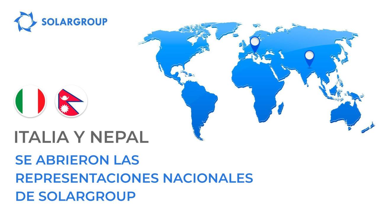 Se abrieron las representaciones nacionales de SOLARGROUP en Italia y Nepal