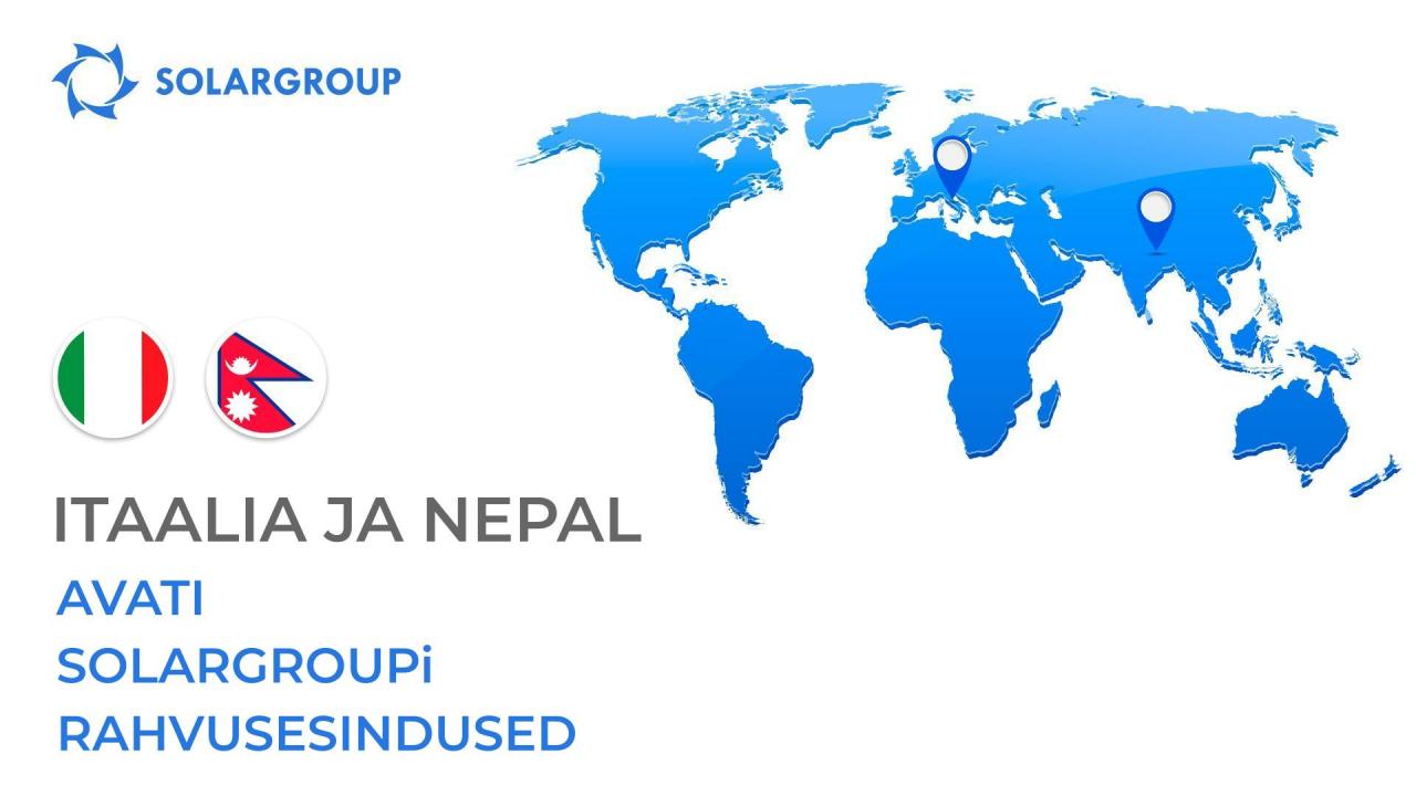 SOLARGROUPi rahvusesindused Itaalias ja Nepalis on avatud