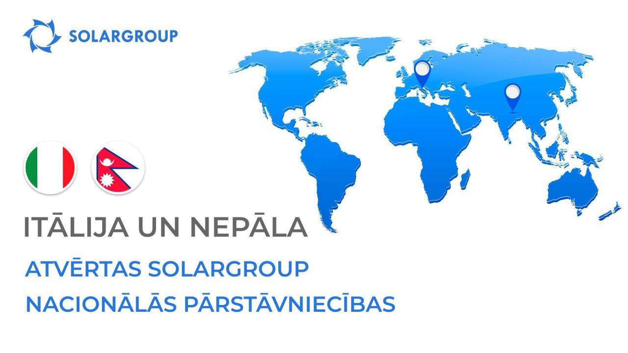 SOLARGROUP nacionālās pārstāvniecības Itālijā un Nepālā atvērtas