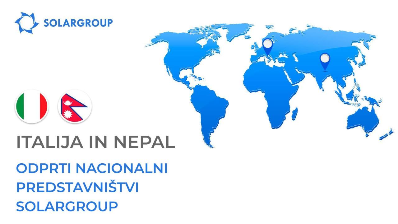 Nacionalni predstavništvi SOLARGROUP v Italiji in Nepalu sta odprti