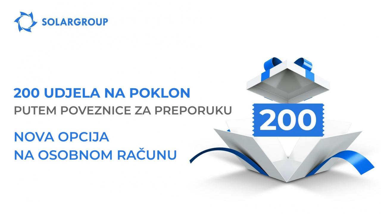 Uključite poklon od 200 udjela u vašu poveznicu za preporuku: nova opcija na osobnom računu