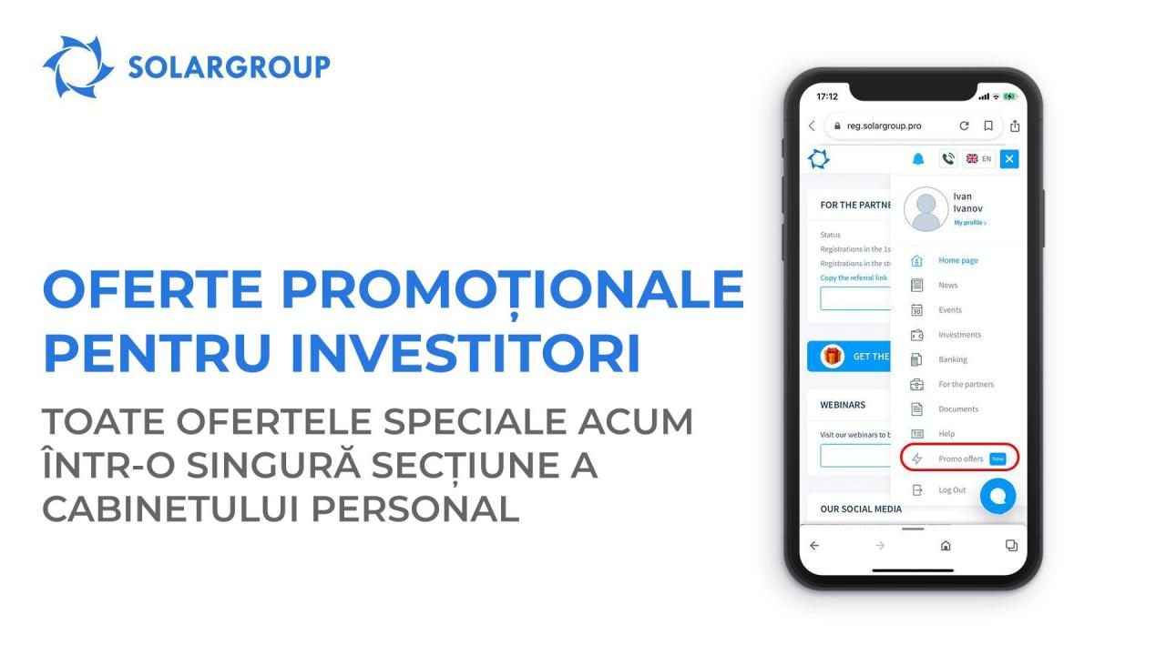 Toate promoțiile destinate investitorilor într-un sigur loc: o nouă secțiune „Oferte promoționale pentru investitori” în cabinetul personal