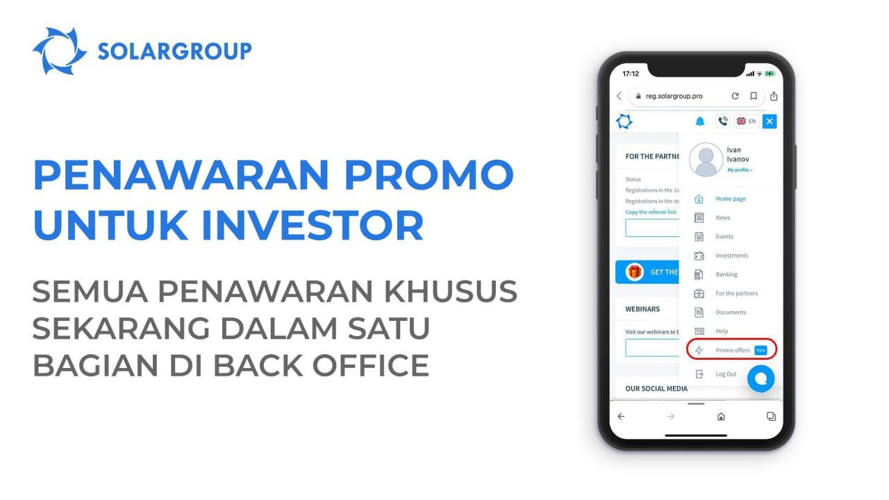 Semua penawaran untuk investor di satu tempat: bagian yang baru "Penawaran promo untuk investor" di back office