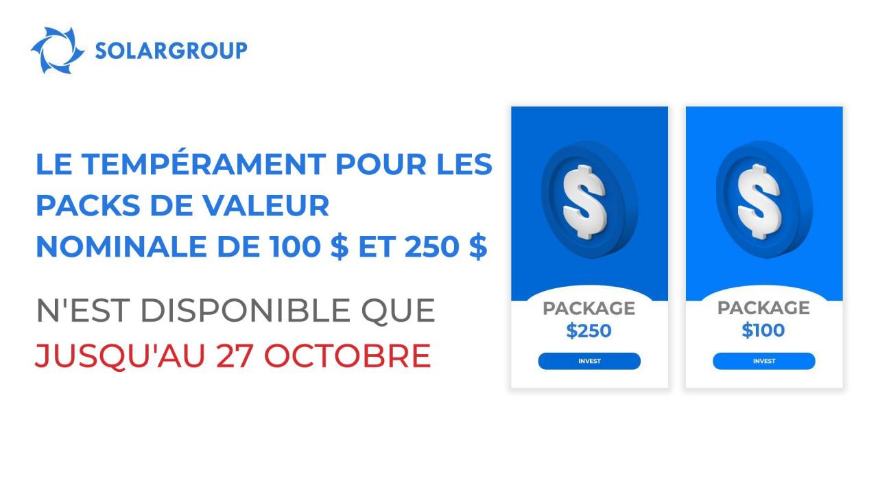 Nous cessons de vendre des packs de 100 $ et 250 $ à tempérament