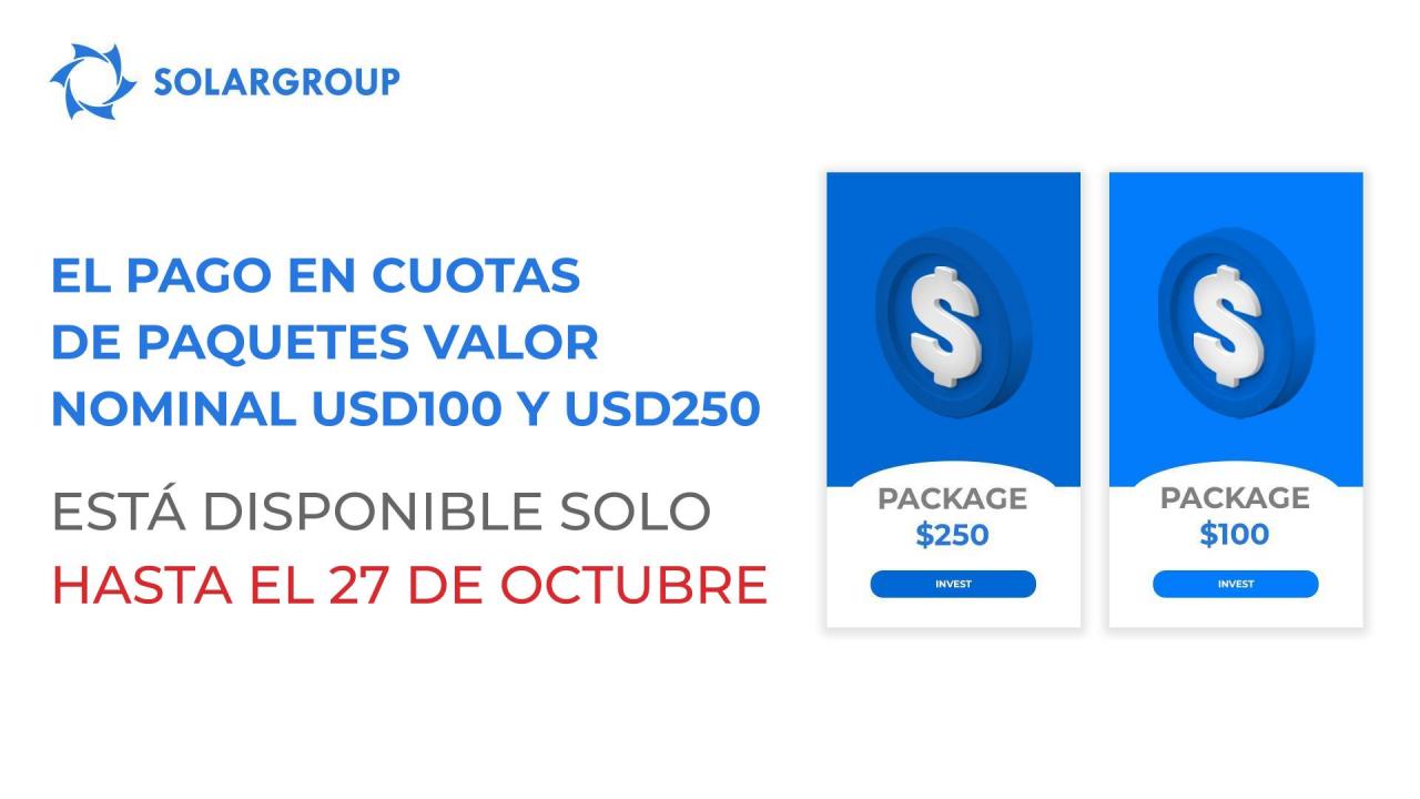 Dejamos de vender paquetes de USD100 y USD250 en cuotas