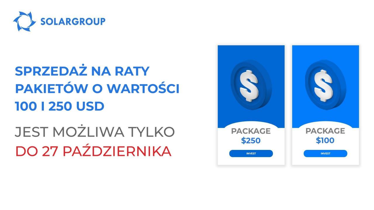 Koniec sprzedaży pakietów o wartości 100 i 250 USD na raty