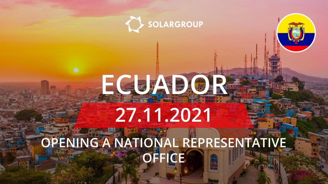 National representative office of SOLARGROUP in Ecuador: opening on November 27