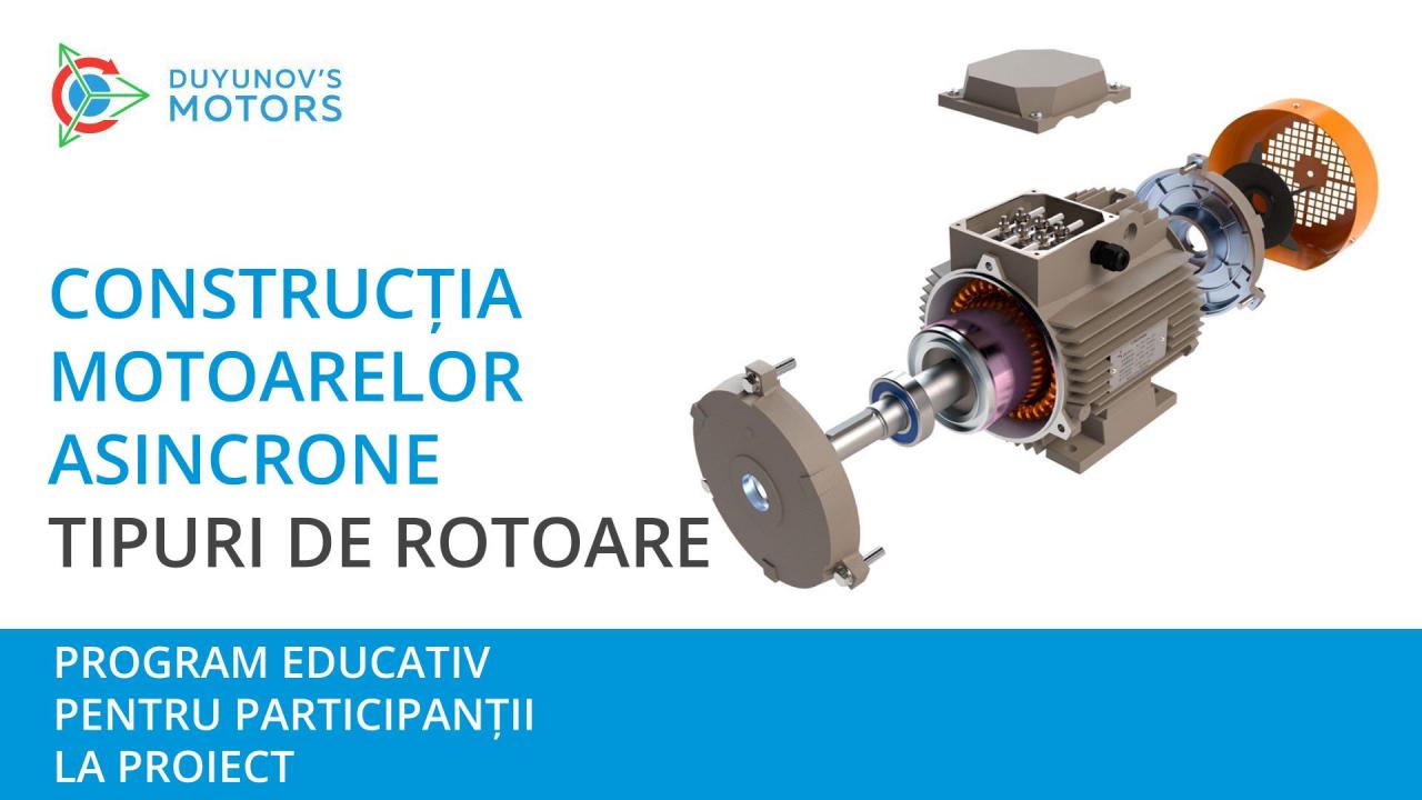 Program educativ pentru investitorii proiectului: construcția motoarelor asincrone, tipuri de rotoare