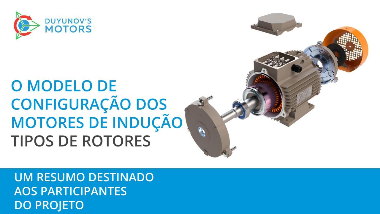 Um resumo para os investidores do projeto: o modelo de configuração dos motores de indução, tipos de rotores