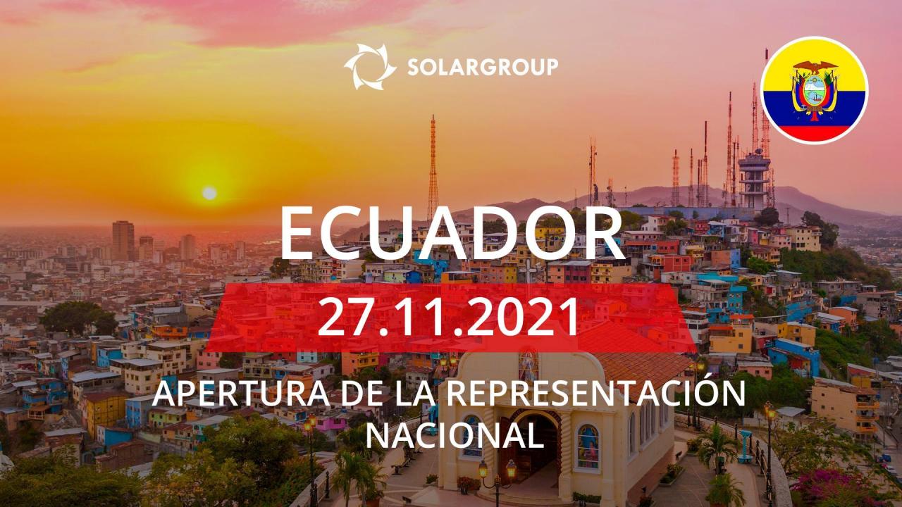 Representación nacional de SOLARGROUP en Ecuador: abrimos el 27 de noviembre