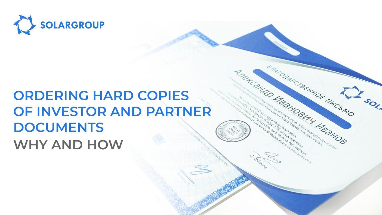 Project investor and partner documents: why and how to order the hard copies