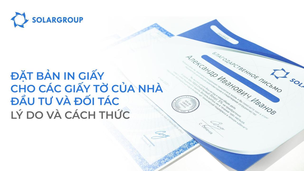 Giấy tờ của nhà đầu tư và đối tác dự án: lý do và cách đặt các bản in giấy