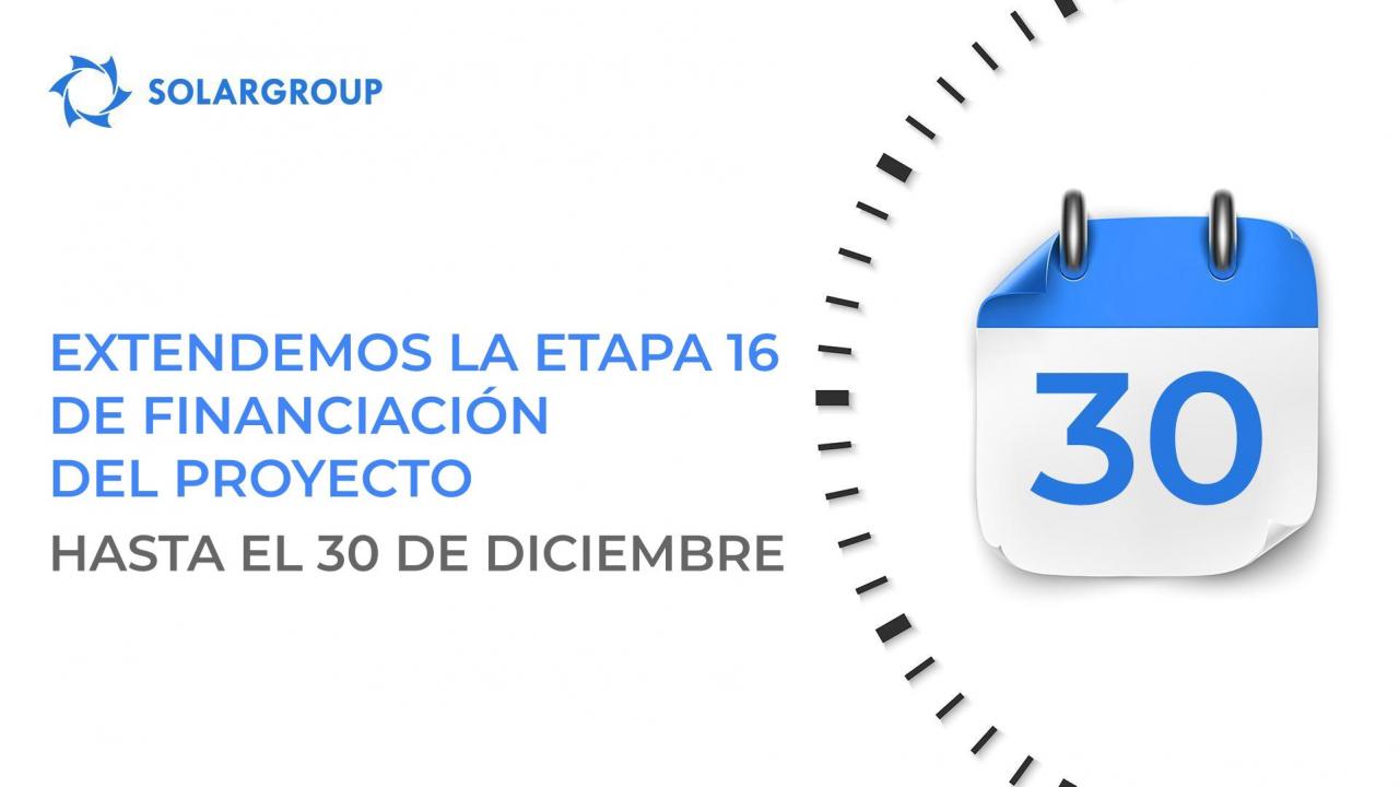 Extendemos la etapa 16 de financiación del proyecto hasta el 30 de diciembre